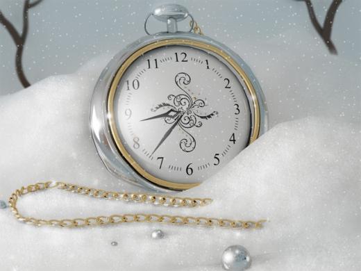 Silver Snow Clock