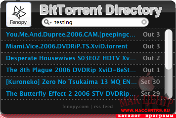 BitTorrent Live Feed and Search 1.0 WDG  Mac OS X - , 