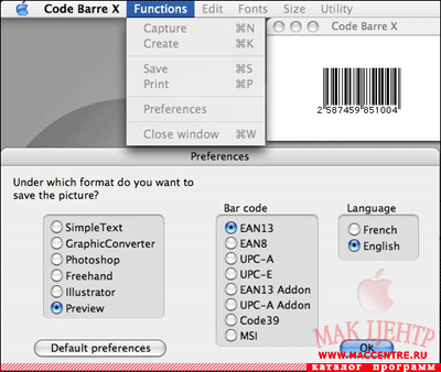 Code Barre X 1.7  Mac OS X - , 